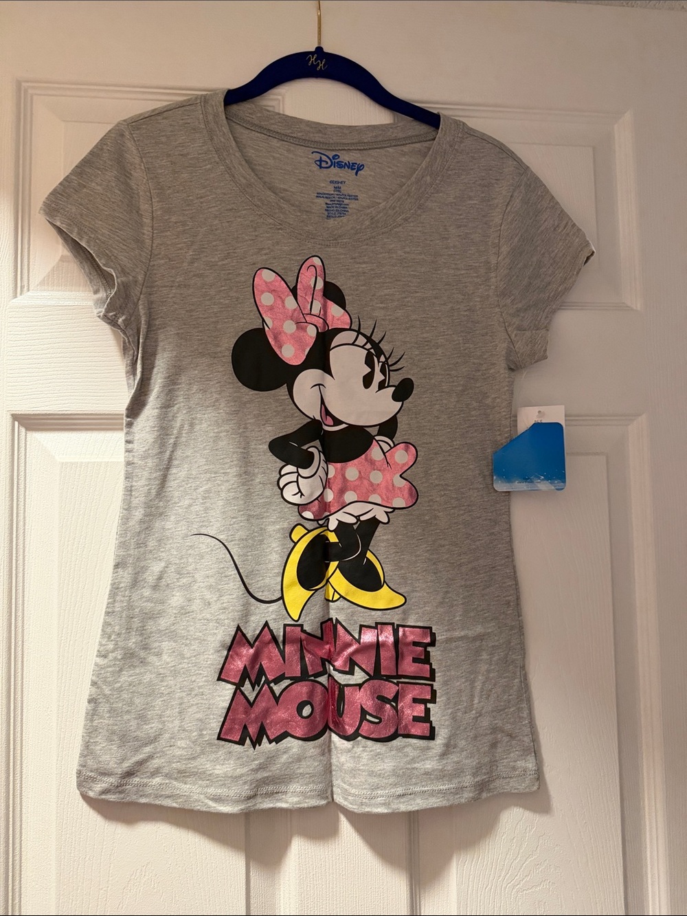 NEW Disney Gray Minnie Mouse Tee with Pink Bow and Yellow Shoes